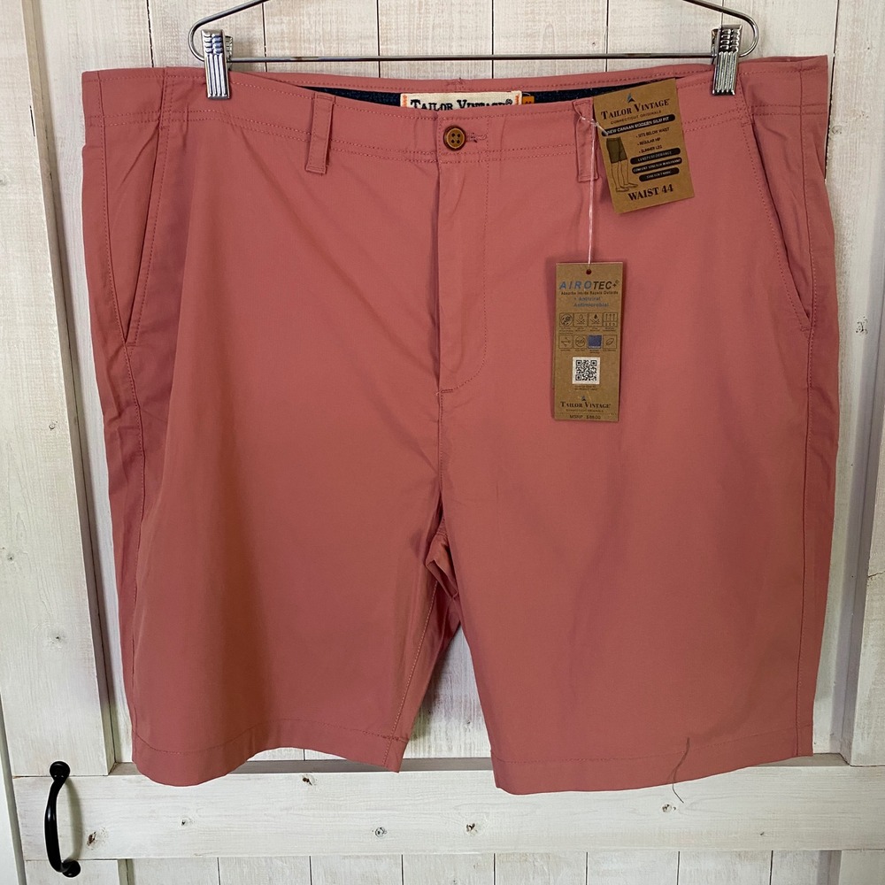 Tailor Vintage Mens 44 New Canaan Airotec Performance Slim Fit Pink Shorts
